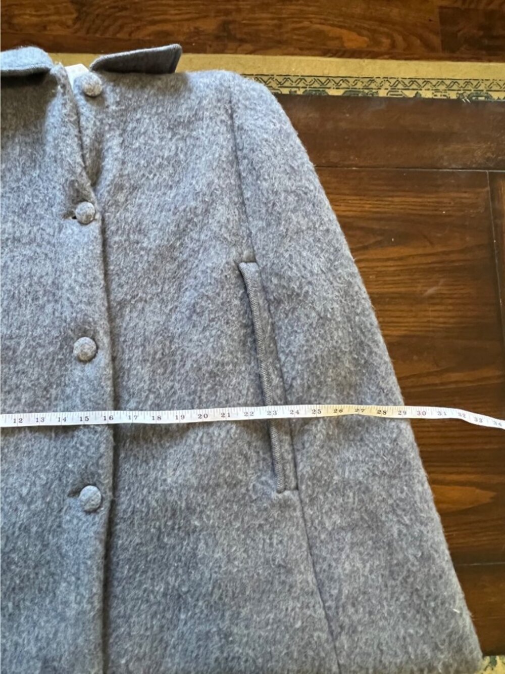Vintage French Blue Wool Overcoat Cape Cloak Laine 40 8/M - Picture 10 of 11
